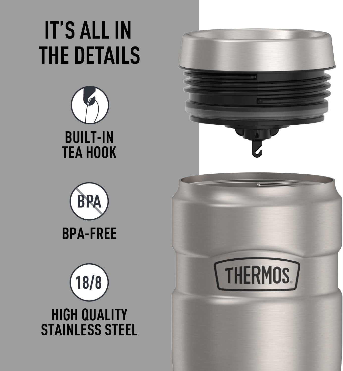 Stainless King Travel Mug with Handle, 16oz, Matte Steel | Vacuum-Insulated Travel Mug with Handle for Hot & Cold Drinks, Stainless Steel Coffee Mug with Lid for Commuting