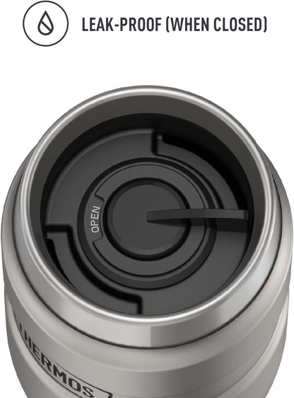 Stainless King Travel Mug with Handle, 16oz, Matte Steel | Vacuum-Insulated Travel Mug with Handle for Hot & Cold Drinks, Stainless Steel Coffee Mug with Lid for Commuting