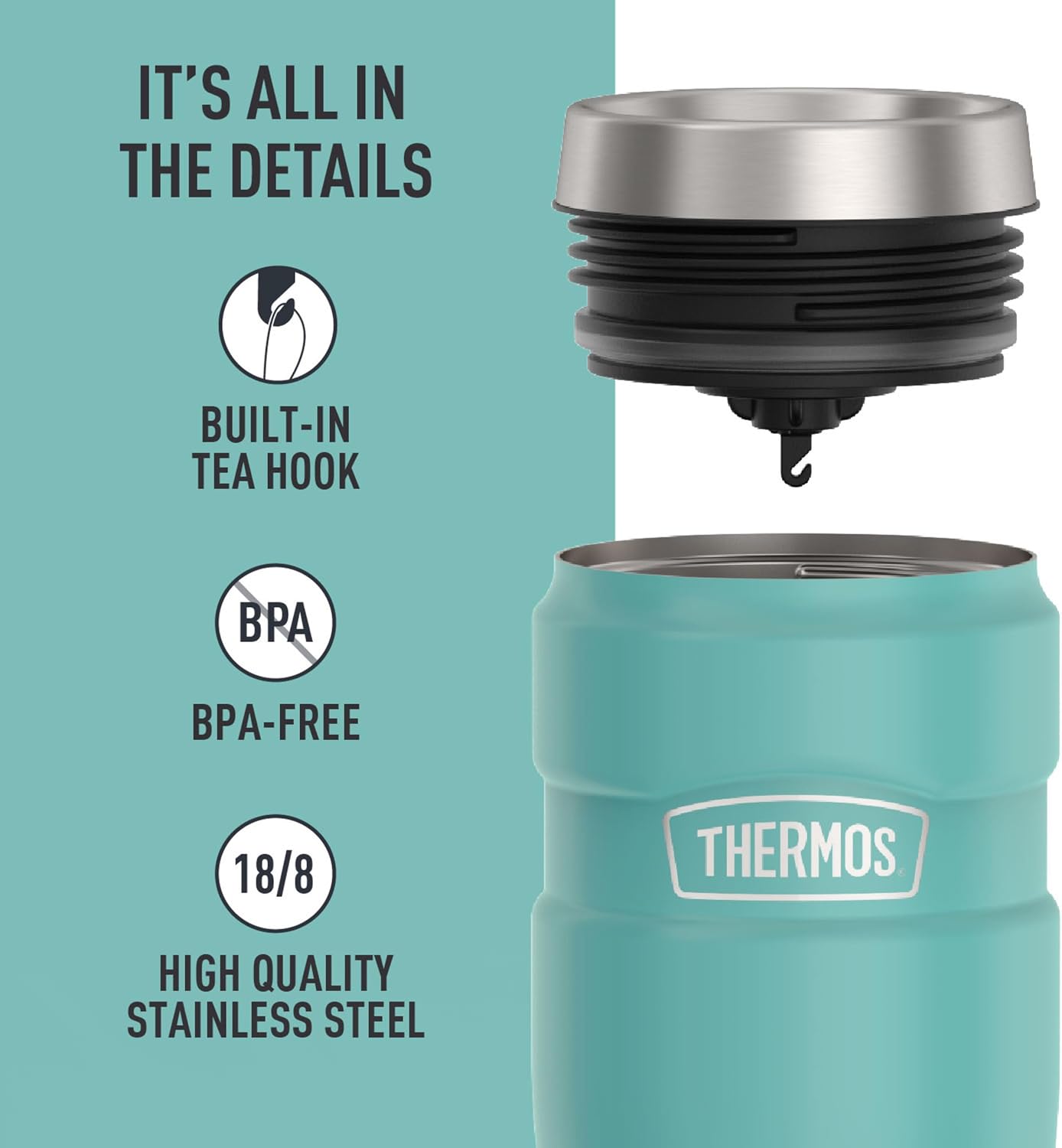 Stainless King Travel Mug with Handle, 16oz, Matte Steel | Vacuum-Insulated Travel Mug with Handle for Hot & Cold Drinks, Stainless Steel Coffee Mug with Lid for Commuting