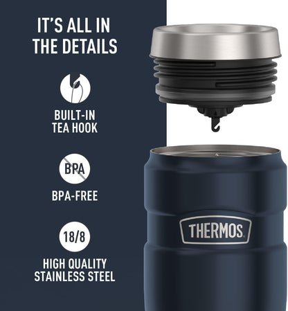 Stainless King Travel Mug with Handle, 16oz, Matte Steel | Vacuum-Insulated Travel Mug with Handle for Hot & Cold Drinks, Stainless Steel Coffee Mug with Lid for Commuting