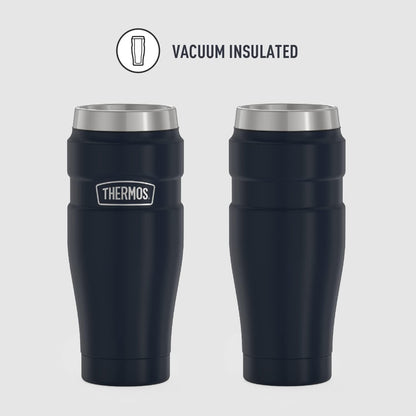 Stainless King Travel Mug with Handle, 16oz, Matte Steel | Vacuum-Insulated Travel Mug with Handle for Hot & Cold Drinks, Stainless Steel Coffee Mug with Lid for Commuting
