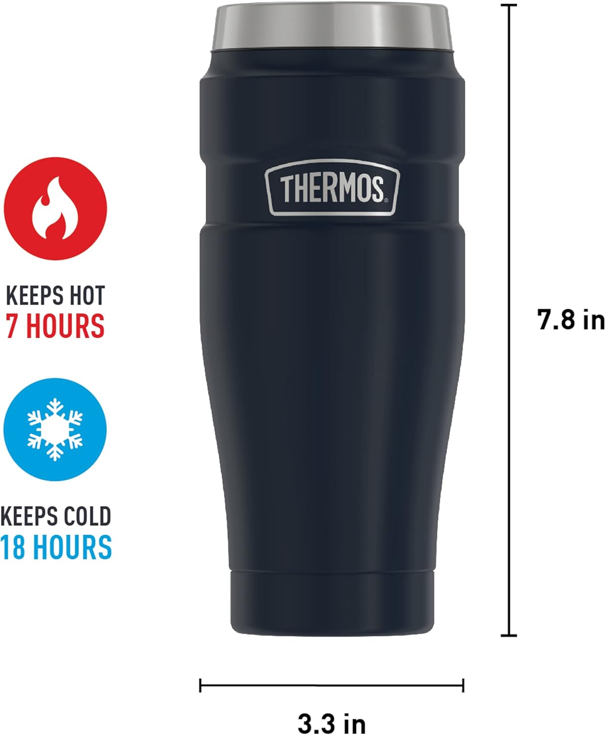 Stainless King Travel Mug with Handle, 16oz, Matte Steel | Vacuum-Insulated Travel Mug with Handle for Hot & Cold Drinks, Stainless Steel Coffee Mug with Lid for Commuting