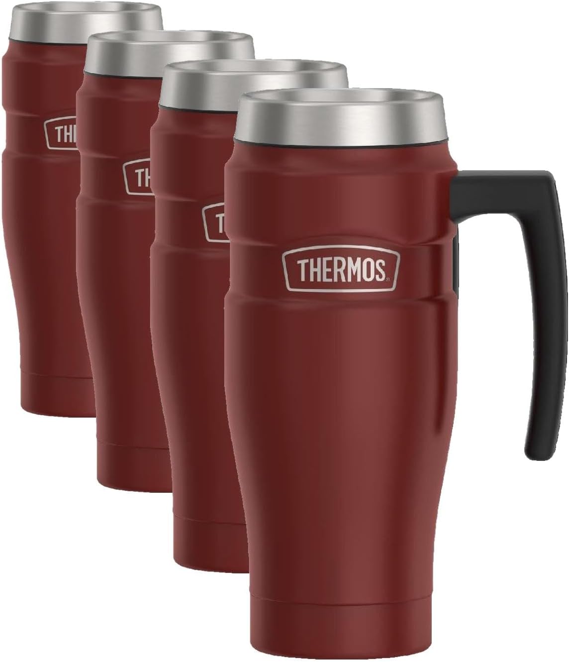 Stainless King Travel Mug with Handle, 16oz, Matte Steel | Vacuum-Insulated Travel Mug with Handle for Hot & Cold Drinks, Stainless Steel Coffee Mug with Lid for Commuting