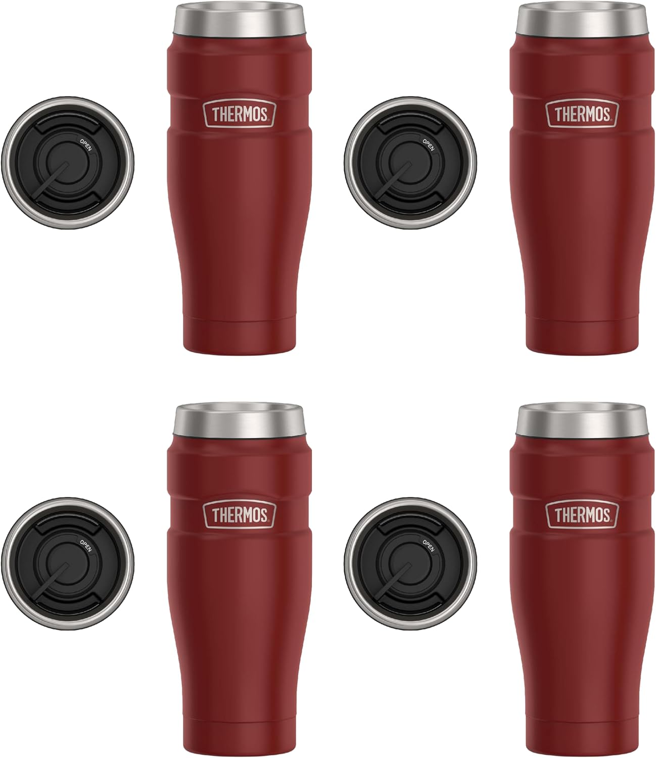 Stainless King Travel Mug with Handle, 16oz, Matte Steel | Vacuum-Insulated Travel Mug with Handle for Hot & Cold Drinks, Stainless Steel Coffee Mug with Lid for Commuting