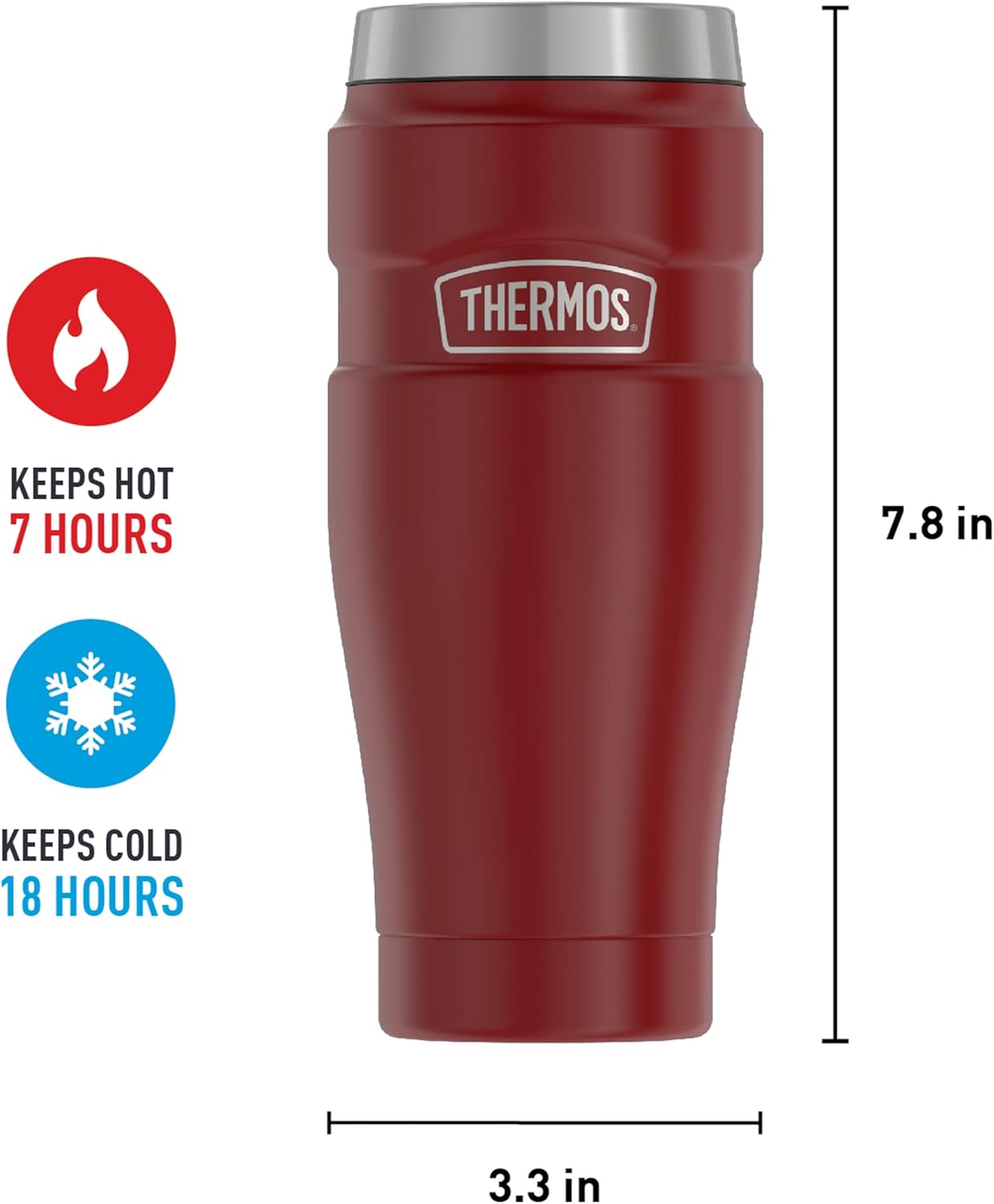 Stainless King Travel Mug with Handle, 16oz, Matte Steel | Vacuum-Insulated Travel Mug with Handle for Hot & Cold Drinks, Stainless Steel Coffee Mug with Lid for Commuting