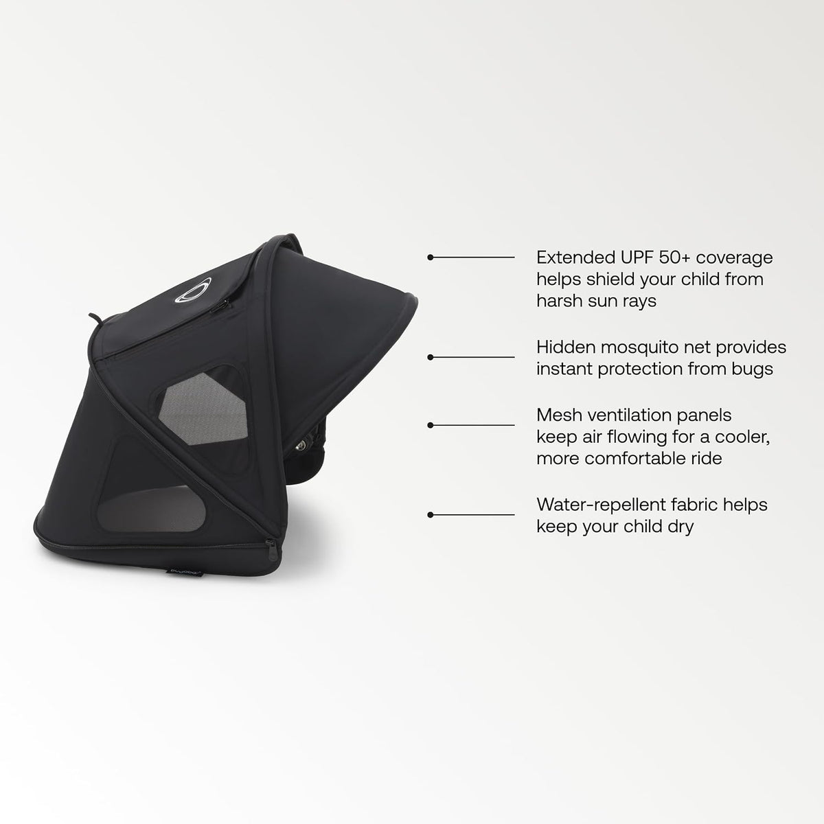 Breezy Sun Canopy with Mosquito Net for Dragonfly Strollers - Midnight Black