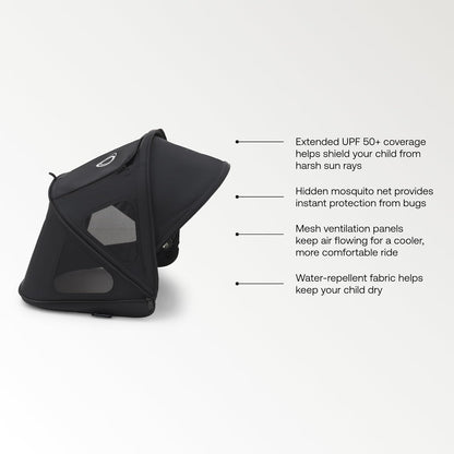 Breezy Sun Canopy with Mosquito Net for Dragonfly Strollers - Midnight Black