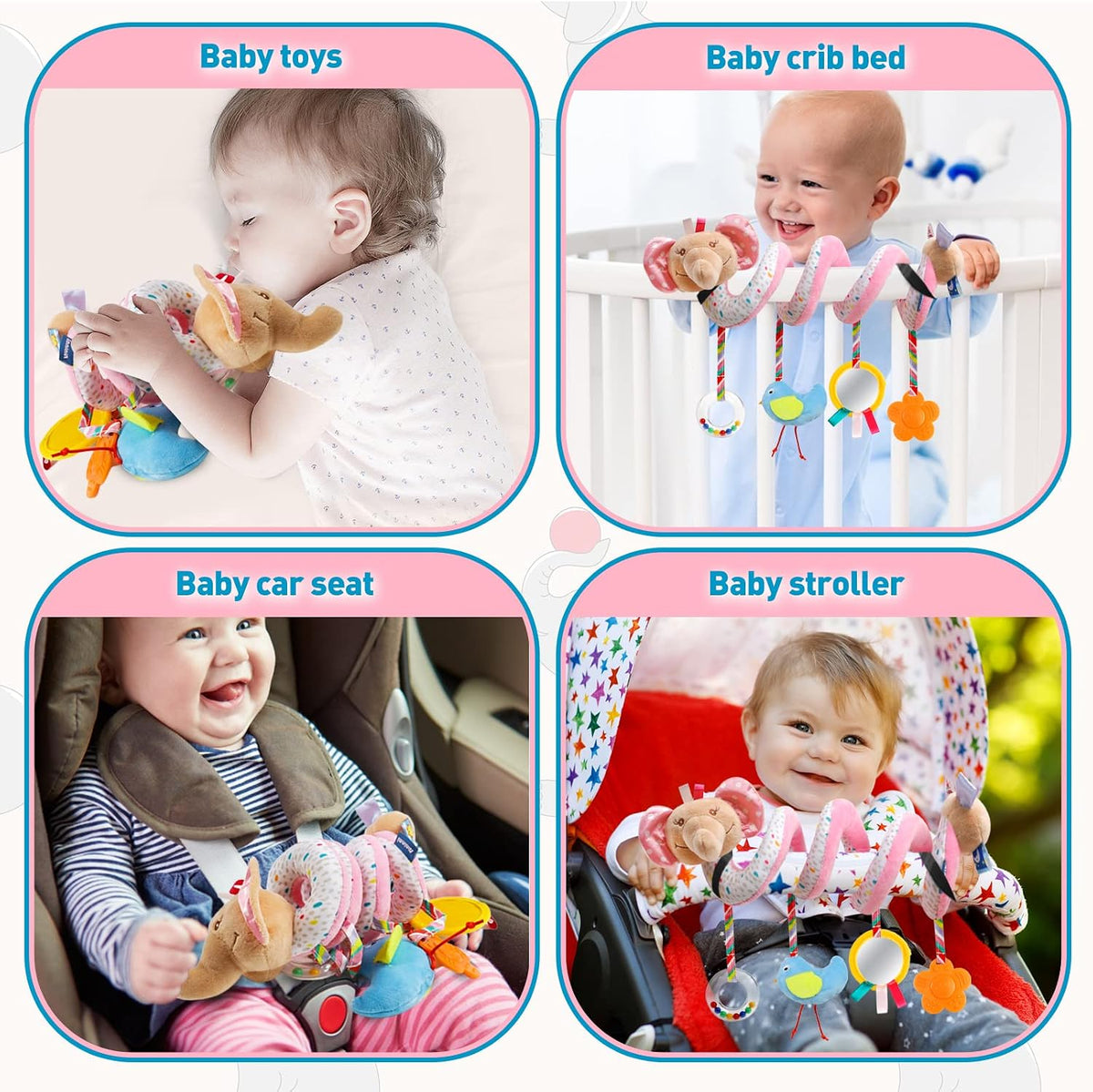 Baby Car Seat Toys Spiral Hanging Stroller Activity Toy for 0+Months