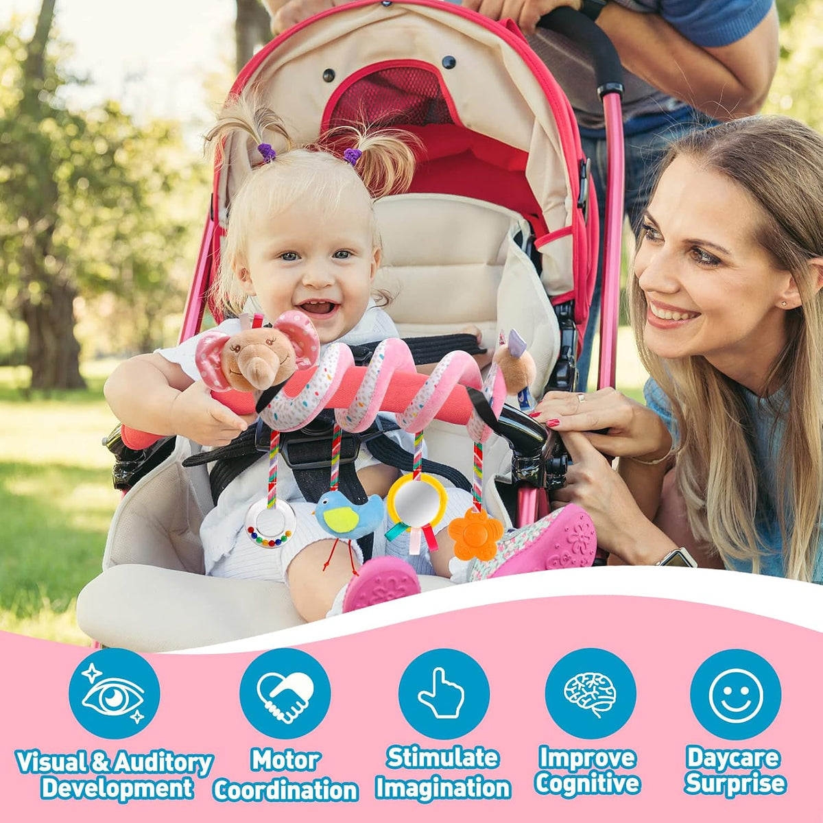 Baby Car Seat Toys Spiral Hanging Stroller Activity Toy for 0+Months
