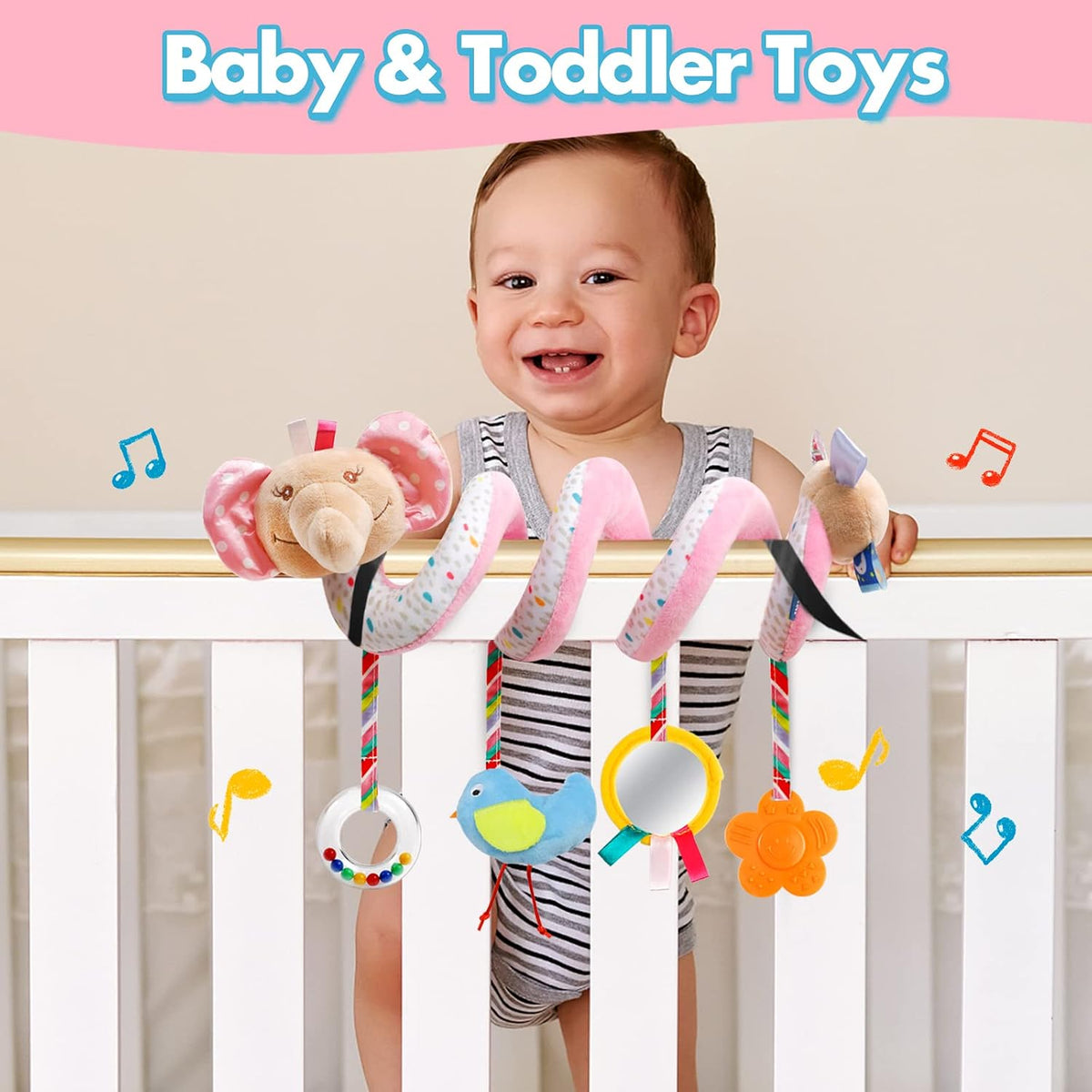Baby Car Seat Toys Spiral Hanging Stroller Activity Toy for 0+Months