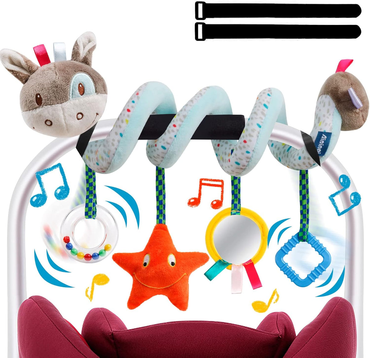 Baby Car Seat Toys Spiral Hanging Stroller Activity Toy for 0+Months