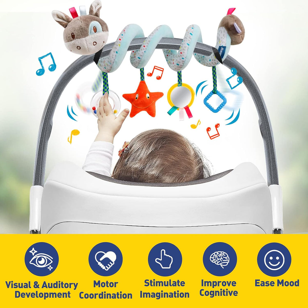 Baby Car Seat Toys Spiral Hanging Stroller Activity Toy for 0+Months