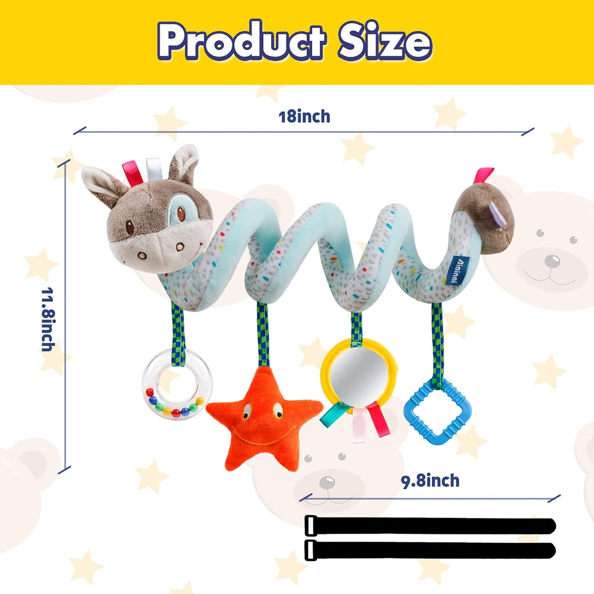 Baby Car Seat Toys Spiral Hanging Stroller Activity Toy for 0+Months