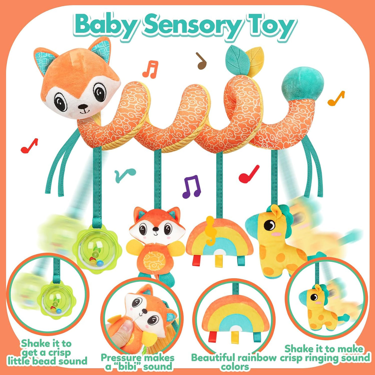 Baby Car Seat Toys Spiral Hanging Stroller Activity Toy for 0+Months