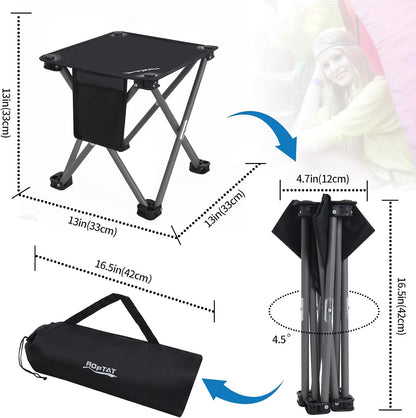 Camping Stool,Portable Folding Compact Lightweight Stool Seat for Camping Fishing Hiking Gardening Outdoor Walking Backpacking Travelling and Beach with Carry Bag (Black)