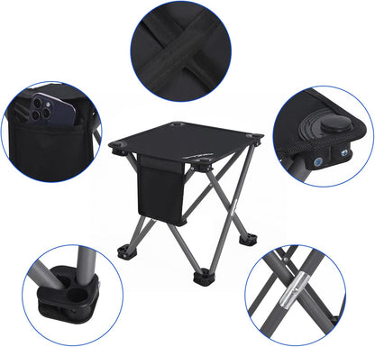 Camping Stool,Portable Folding Compact Lightweight Stool Seat for Camping Fishing Hiking Gardening Outdoor Walking Backpacking Travelling and Beach with Carry Bag (Black)