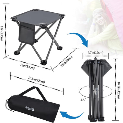 Camping Stool,Portable Folding Compact Lightweight Stool Seat for Camping Fishing Hiking Gardening Outdoor Walking Backpacking Travelling and Beach with Carry Bag (Black)