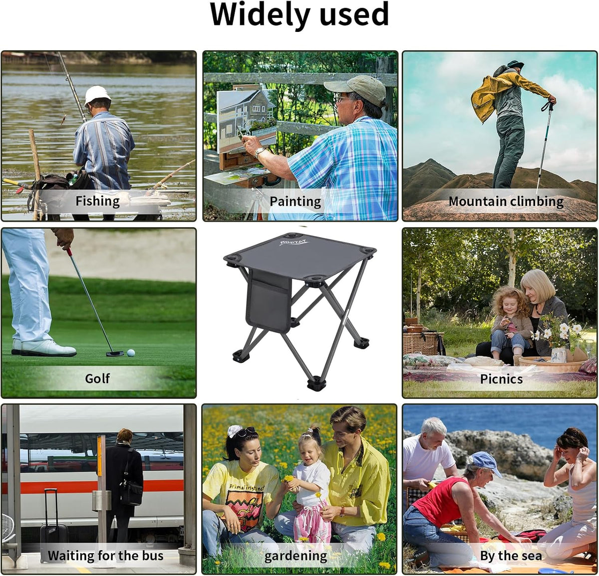 Camping Stool,Portable Folding Compact Lightweight Stool Seat for Camping Fishing Hiking Gardening Outdoor Walking Backpacking Travelling and Beach with Carry Bag (Black)