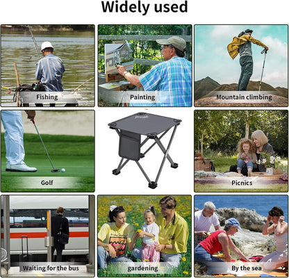 Camping Stool,Portable Folding Compact Lightweight Stool Seat for Camping Fishing Hiking Gardening Outdoor Walking Backpacking Travelling and Beach with Carry Bag (Black)