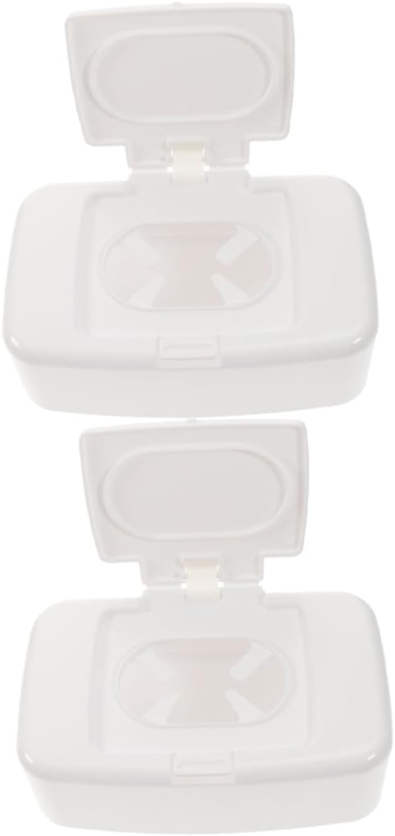 Refillable Wipes Dispenser Button Lid Wipe Holder Compact Wipes Container for Baby Diaper Bag Stroller Travel Bathroom Use 6.69 X 4.13 X 2.36 in 2 Pack