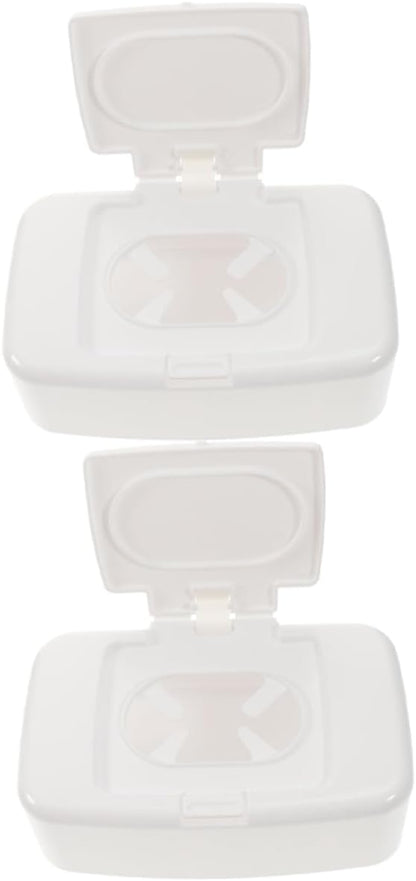 Refillable Wipes Dispenser Button Lid Wipe Holder Compact Wipes Container for Baby Diaper Bag Stroller Travel Bathroom Use 6.69 X 4.13 X 2.36 in 2 Pack