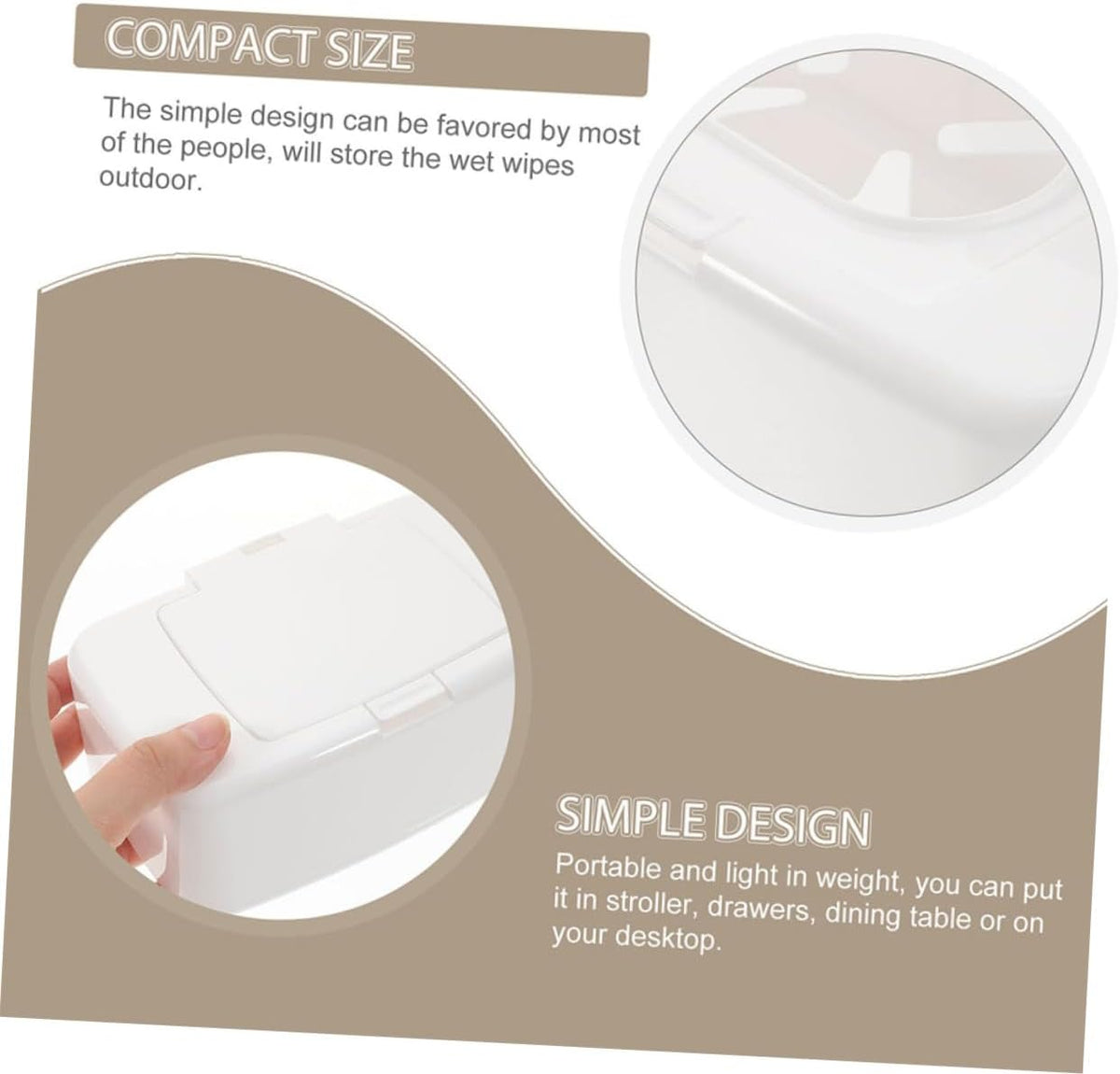 Refillable Wipes Dispenser Button Lid Wipe Holder Compact Wipes Container for Baby Diaper Bag Stroller Travel Bathroom Use 6.69 X 4.13 X 2.36 in 2 Pack