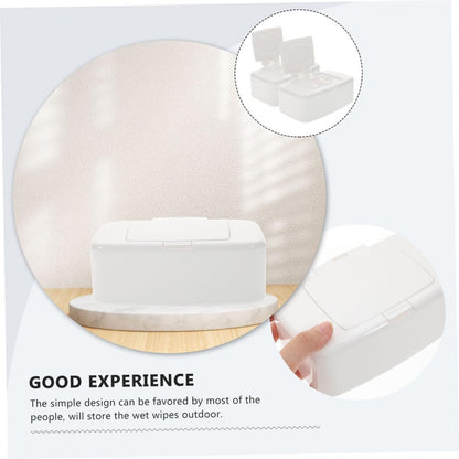 Refillable Wipes Dispenser Button Lid Wipe Holder Compact Wipes Container for Baby Diaper Bag Stroller Travel Bathroom Use 6.69 X 4.13 X 2.36 in 2 Pack