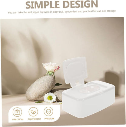 Refillable Wipes Dispenser Button Lid Wipe Holder Compact Wipes Container for Baby Diaper Bag Stroller Travel Bathroom Use 6.69 X 4.13 X 2.36 in 2 Pack