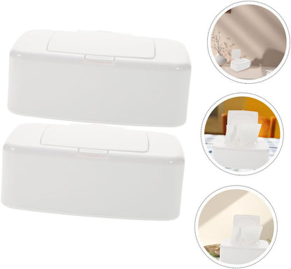 Refillable Wipes Dispenser Button Lid Wipe Holder Compact Wipes Container for Baby Diaper Bag Stroller Travel Bathroom Use 6.69 X 4.13 X 2.36 in 2 Pack