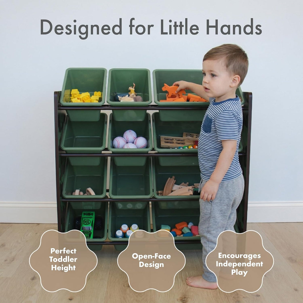 Kids Toy Organizer with 12 Bins, 4 Tier Storage for Playroom