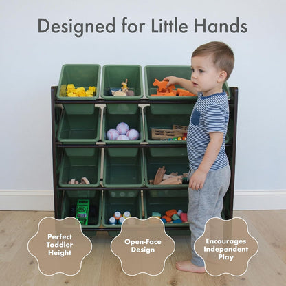 Kids Toy Organizer with 12 Bins, 4 Tier Storage for Playroom