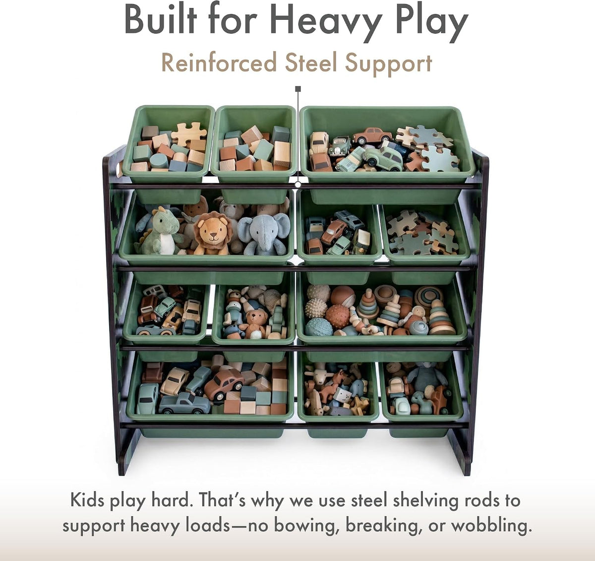 Kids Toy Organizer with 12 Bins, 4 Tier Storage for Playroom