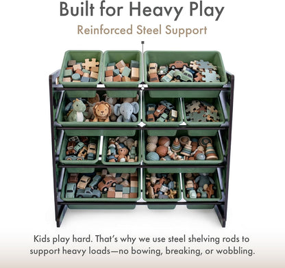 Kids Toy Organizer with 12 Bins, 4 Tier Storage for Playroom