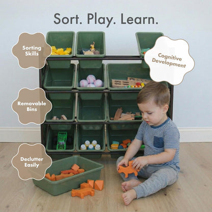 Kids Toy Organizer with 12 Bins, 4 Tier Storage for Playroom