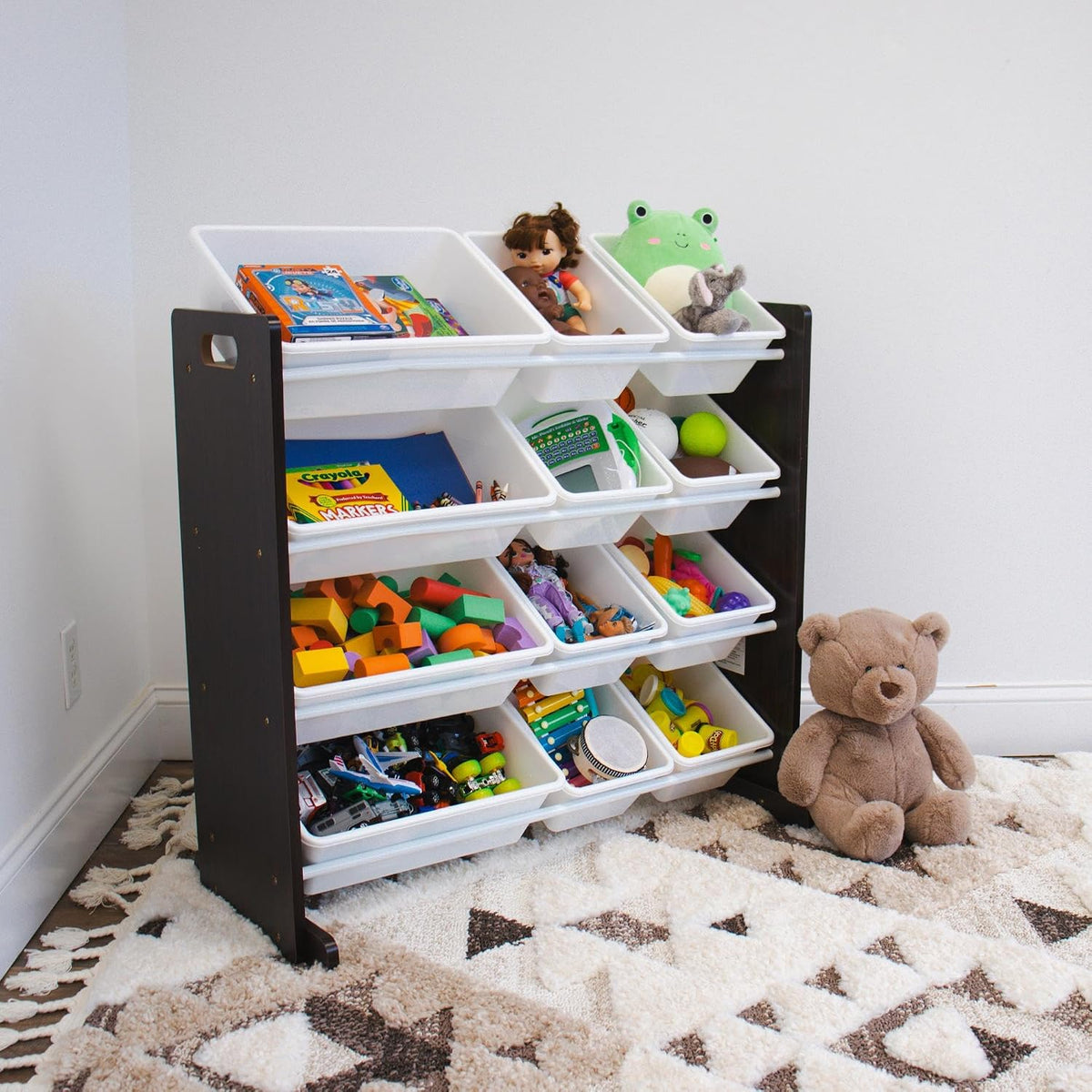 Kids Toy Organizer with 12 Bins, 4 Tier Storage for Playroom