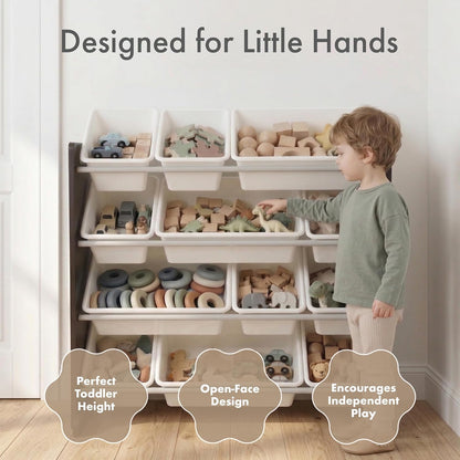 Kids Toy Organizer with 12 Bins, 4 Tier Storage for Playroom