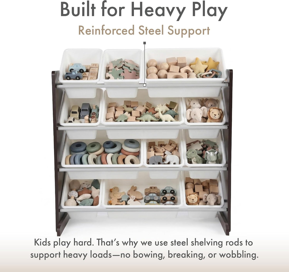 Kids Toy Organizer with 12 Bins, 4 Tier Storage for Playroom