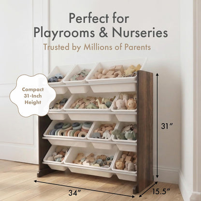 Kids Toy Organizer with 12 Bins, 4 Tier Storage for Playroom