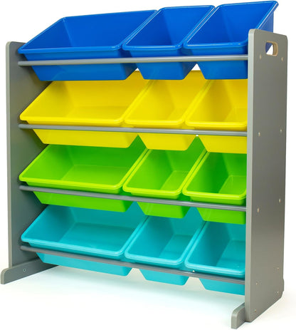 Kids Toy Organizer with 12 Bins, 4 Tier Storage for Playroom