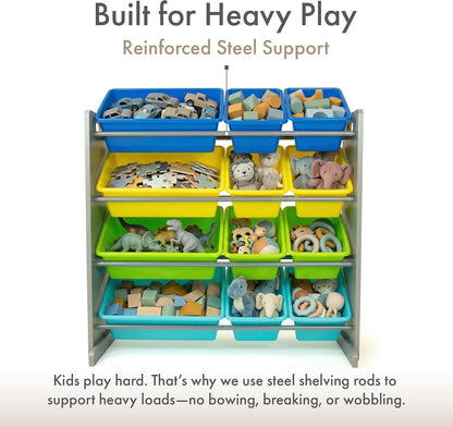 Kids Toy Organizer with 12 Bins, 4 Tier Storage for Playroom
