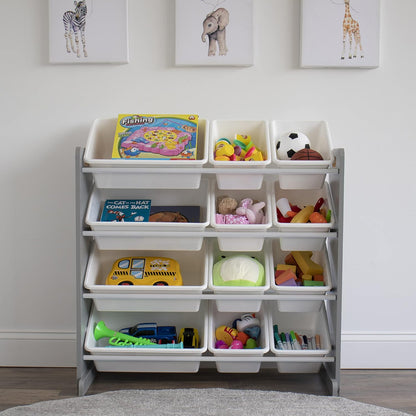 Kids Toy Organizer with 12 Bins, 4 Tier Storage for Playroom