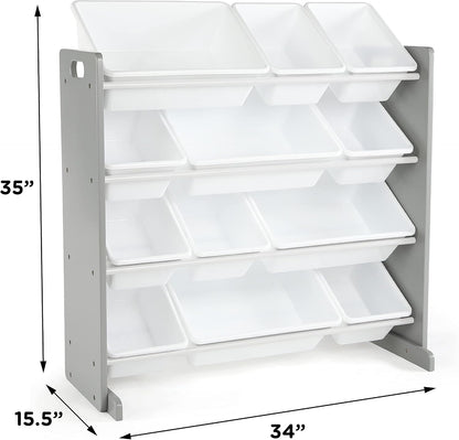 Kids Toy Organizer with 12 Bins, 4 Tier Storage for Playroom