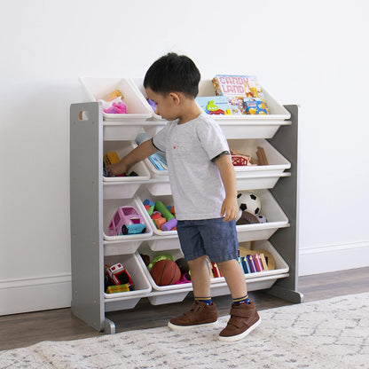 Kids Toy Organizer with 12 Bins, 4 Tier Storage for Playroom