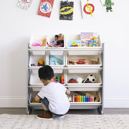Kids Toy Organizer with 12 Bins, 4 Tier Storage for Playroom