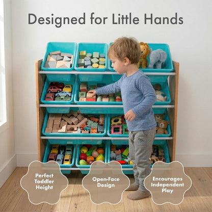 Kids Toy Organizer with 12 Bins, 4 Tier Storage for Playroom