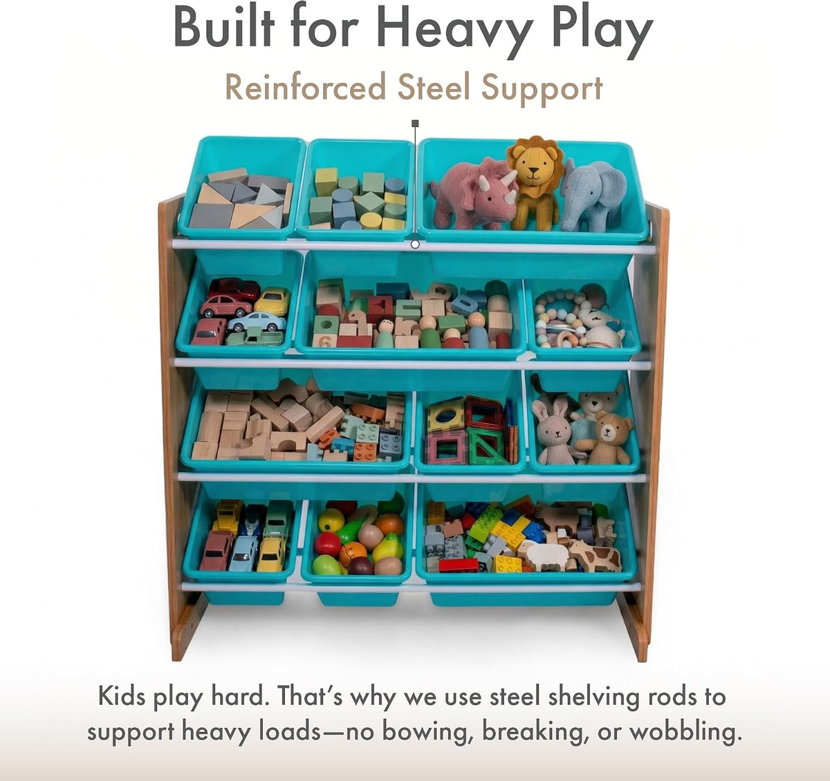 Kids Toy Organizer with 12 Bins, 4 Tier Storage for Playroom