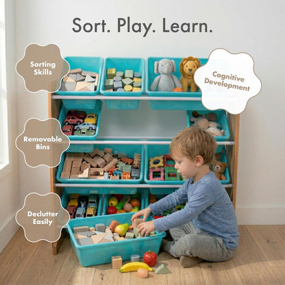 Kids Toy Organizer with 12 Bins, 4 Tier Storage for Playroom