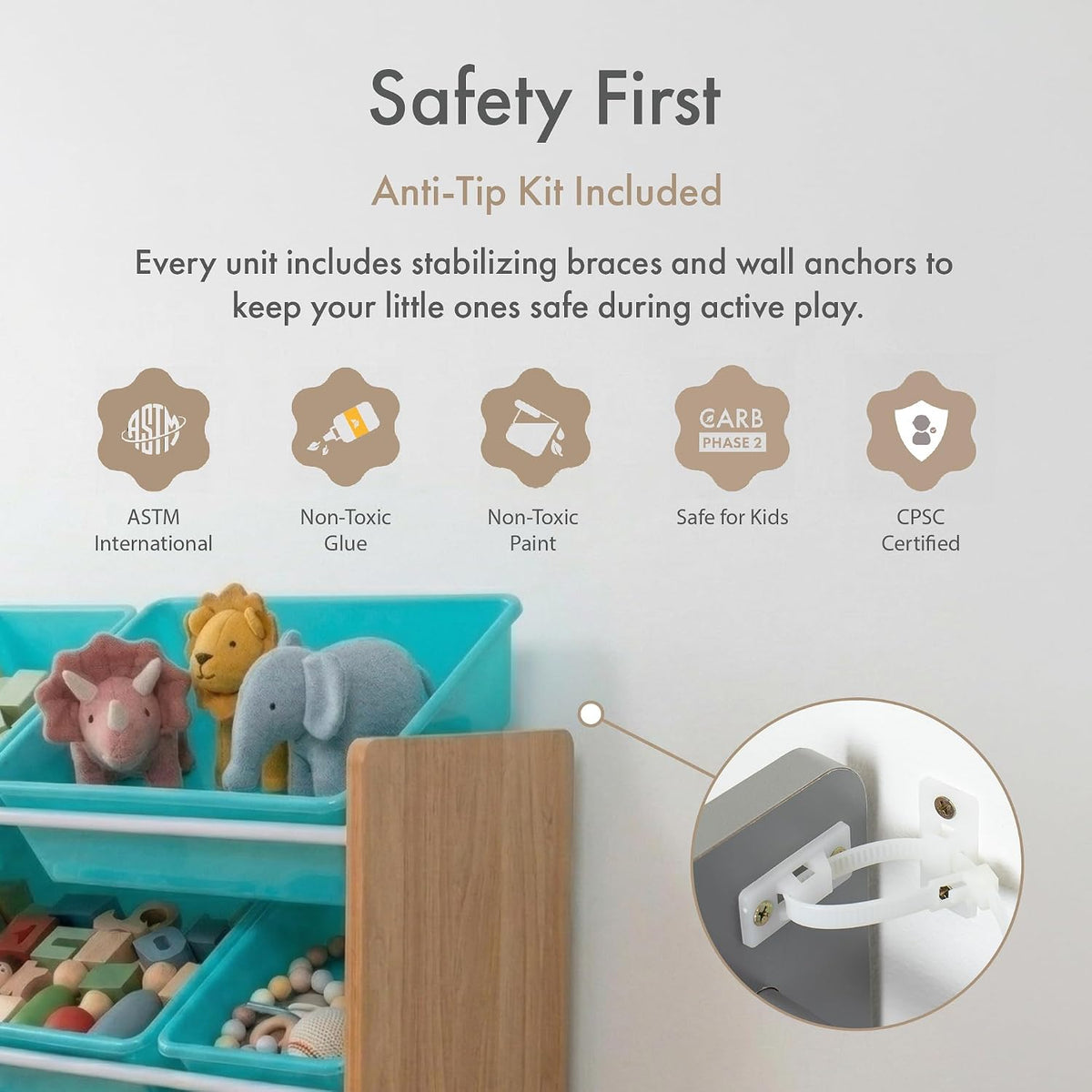 Kids Toy Organizer with 12 Bins, 4 Tier Storage for Playroom