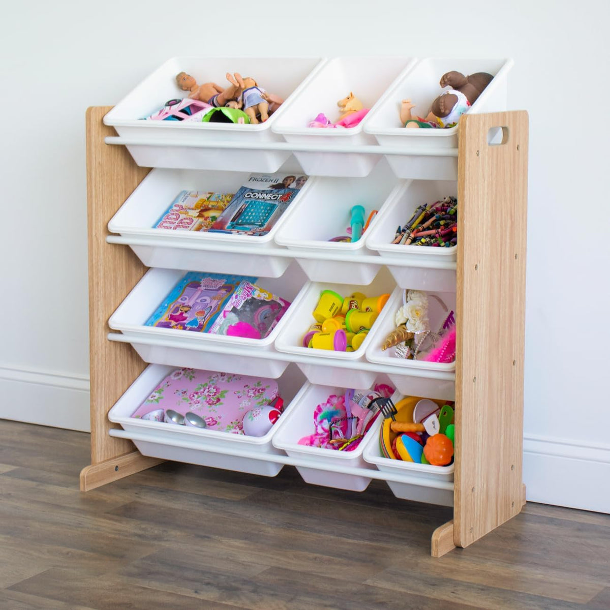 Kids Toy Organizer with 12 Bins, 4 Tier Storage for Playroom
