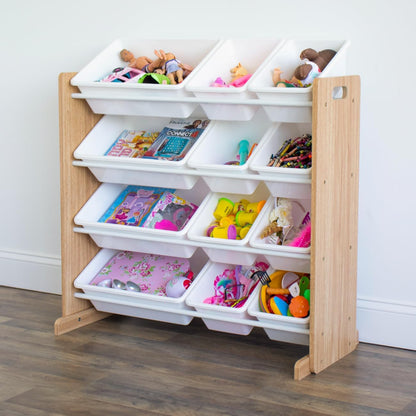 Kids Toy Organizer with 12 Bins, 4 Tier Storage for Playroom